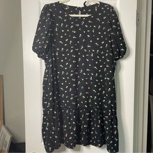 H&M Divided Floral Print Black Green Dress